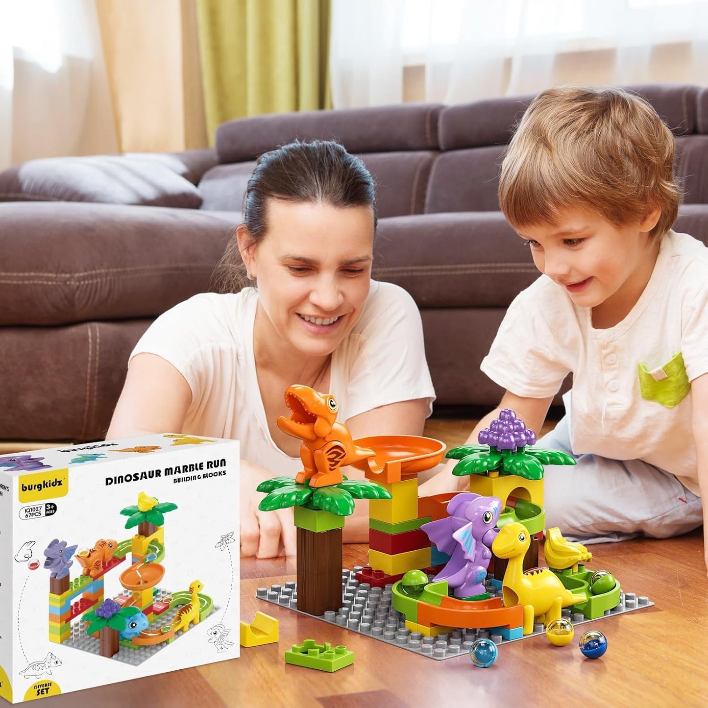 Marble Run Toy Motorized Elevator Marble Maze Kit with Perpetual Motion Machine, Building Block Educational Construction Game Playset STEM Learning Hand Eye Coordination Training Unlimited DIY