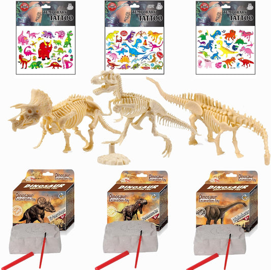 Dinosaur Excavation Kits for Kids,Dino Dig Kits T-Rex,Triceratops and Diplodocus,Dinosaur Fossil Excavation Kits,Children's Popular Science Education Toys - Dinosaur DIY Toys（Three-Piece Suit）