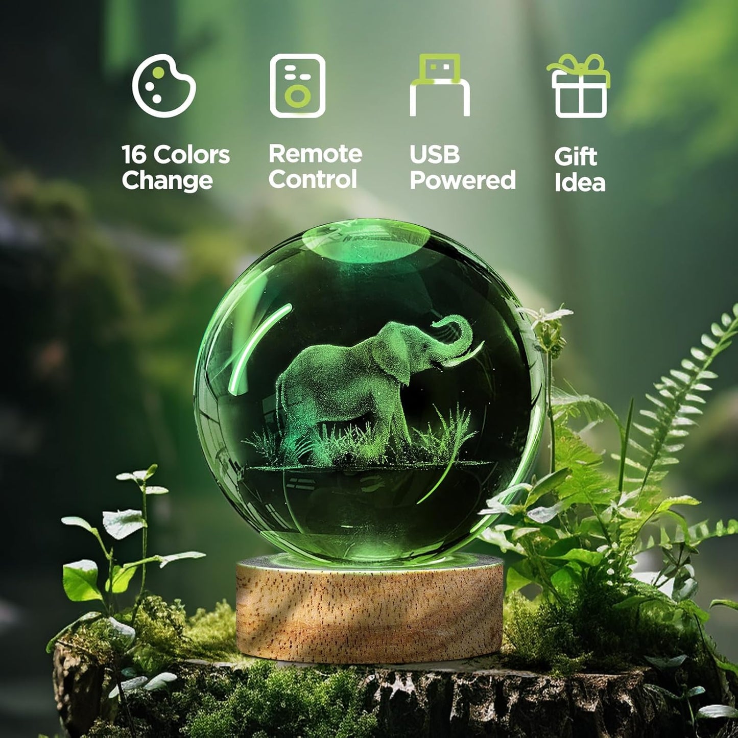 3D Solar System Crystal Ball Night Light with 16 Color Wooden LED Base Upgraded 3.15 In Galaxy Planets Ball Lamp with Remote for Birthday Christmas, Astronomy Space Gifts for Boys Girls Kids