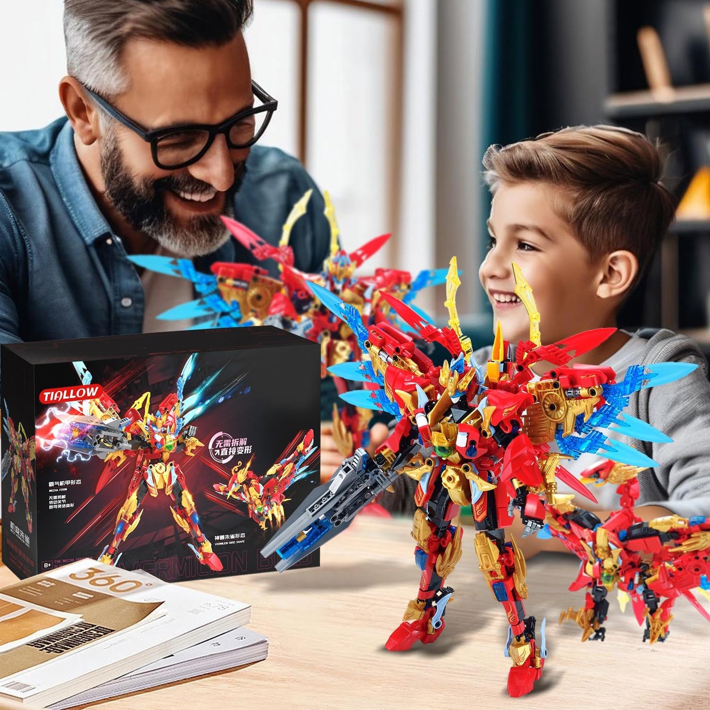 TIALLOW Pterodactyl Robot 2 in 1 Building Toy Sets, Dinosaurs Mech Transforming Building Block Model, Mecha Action Figures Pterosaur Building Kits, for Boys, Adult Age 8-12 (Pterodactyl)