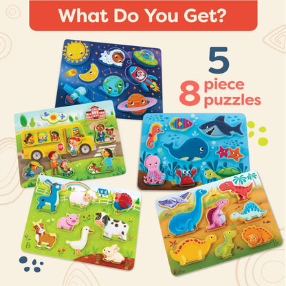B. toys – Peek & Explore – School BusChunky Puzzle for Toddlers,Educational & Developmental Toys for Kids – 2+ Years