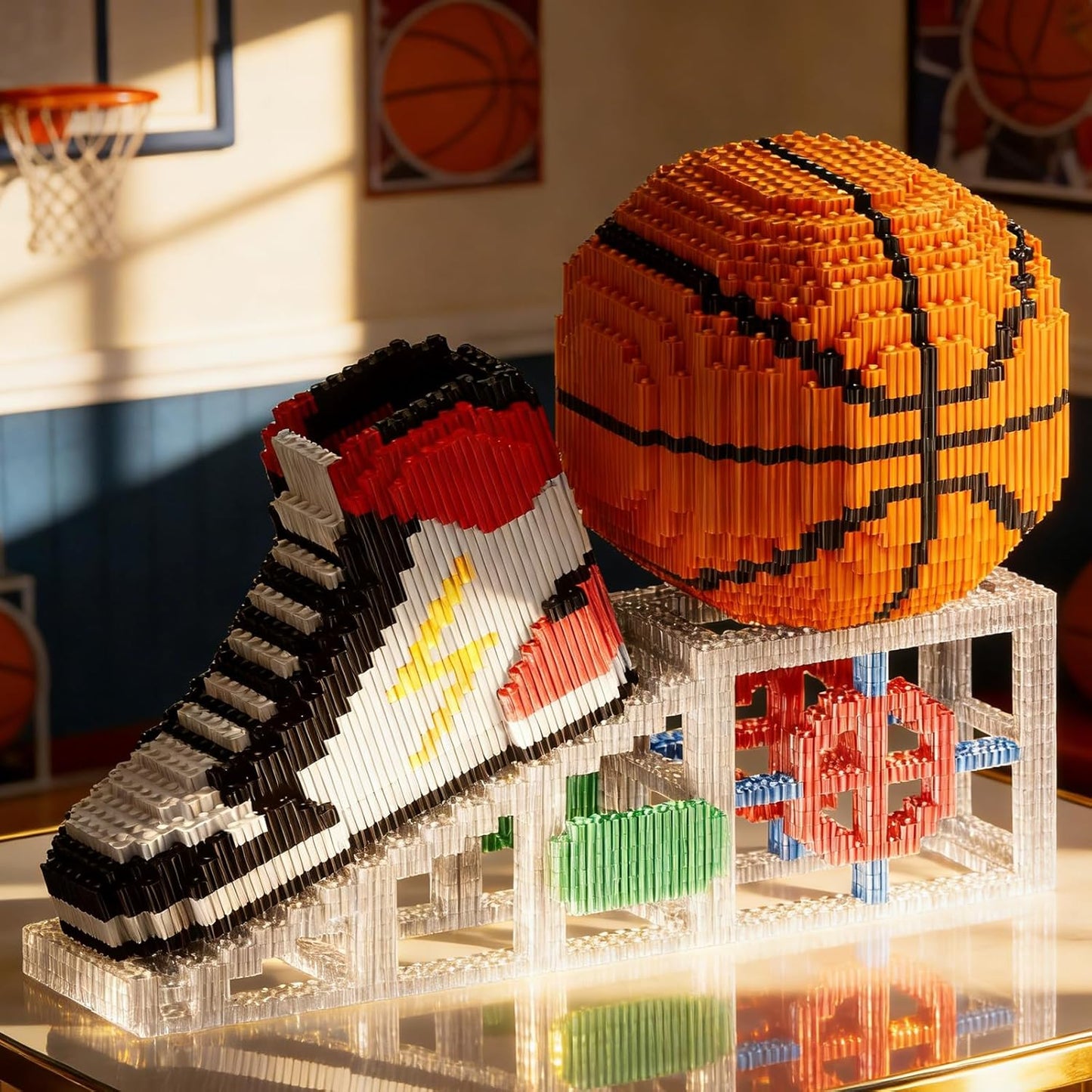 2026 New Soccer Ball with Sport Sneaker Building Block Set, Realistic Soccer, Luminous Crystal Shoe, Golden Stand STEM Bricks, DIY Educational Toy World Football Cup Gifts for Teen, Adult