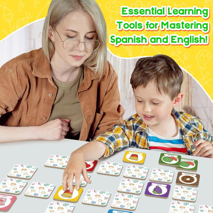 Edulok Memory Card Game, Toddler Match Game, Learn Spanish for Kids, Bilingual Flash Cards, Learning Toys for 4 Year Old, Preschool Learning Activities, Homeschool Supplies, Kindergarten Toys