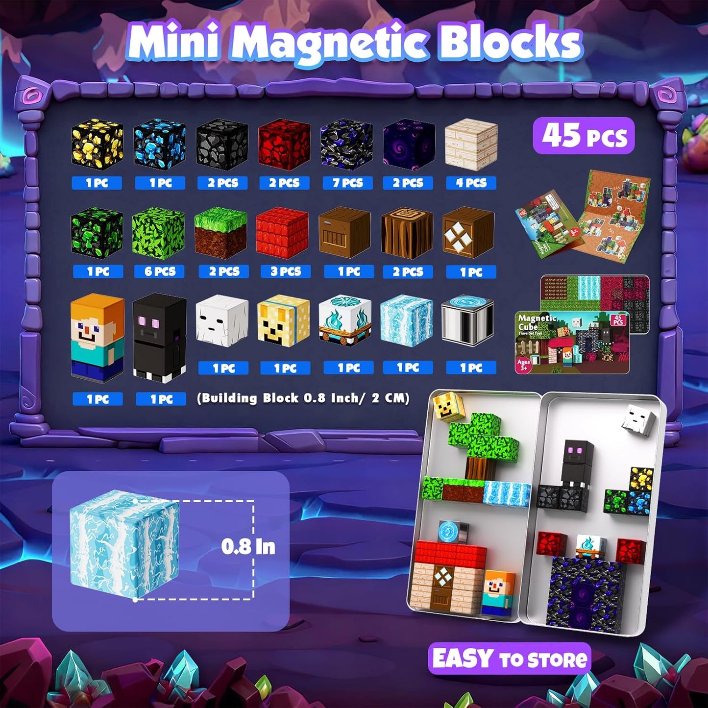 GraceDuck 300 PCS Magnetic Blocks - Magnetic Building Blocks, Stacking Magnets for Kids, Sensory Toy for STEM Montessori Sensory Toys for Kids 3+ Boys and Girls Christmas Birthday Gifts