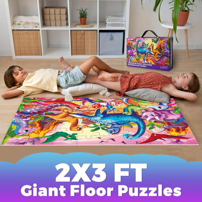 QUOKKA Giant Floor Puzzle for Kids Ages 4-6 – 2x3 Feet Extra-Thick 48 Pieces Toddler Puzzle Ages 3-5 – Bugs Educational Activity for Boys Girls – Premium Box with Sturdy Handle & Magnetic Closure