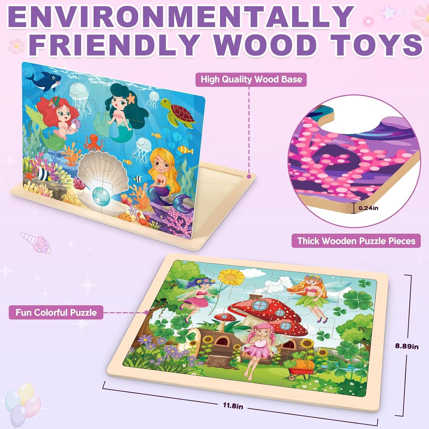 Puzzles for Kids Ages 4-6, 4 Packs 24 Pcs Wooden Jigsaw Puzzles for Toddlers Ages 2-4, Preschool Educational Vehicle Puzzle Toys Gifts for 3 4 5 6 Boys Girls