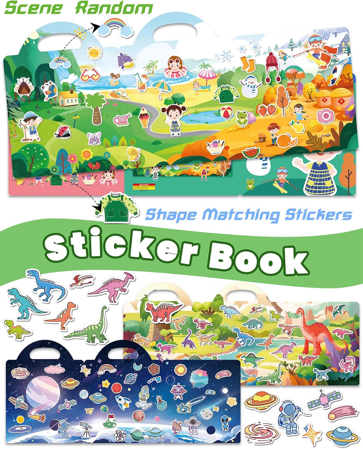Walenced Reusable Sticker Book for Toddlers, Stickers for Kids, Toddler Sticker Book, Toddler Craft Activities, Toddler Travel Toys Ages 3 and Up Boy Girl Birthday Gifts