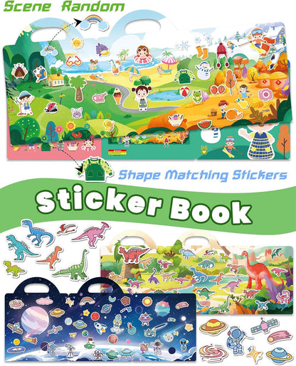 Walenced Reusable Sticker Book for Toddlers, Stickers for Kids, Toddler Sticker Book, Toddler Craft Activities, Toddler Travel Toys Ages 3 and Up Boy Girl Birthday Gifts