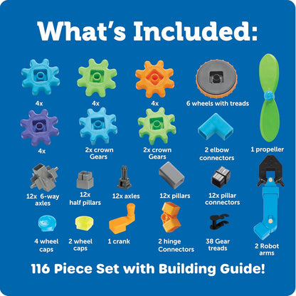 Learning Resources Gears Gears Gears Robots In Motion - Building Toys, STEM Activities, Fine Motor Skills, Toddler Construction Explorer Kit, Kindergarten Science, Boys and Girls Gifts