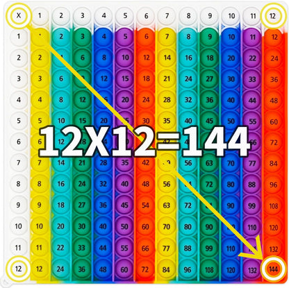12x12 Multiplication Pop Board - Interactive Math Learning Toy for Kids, Poppable Bubble Sensory STEM Tool, Classroom & Homeschool Multiplication Chart, Stress Relief Game, CPC Certified