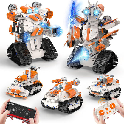 5in1 STEM Building Toys for Kids 6-14, Remote & APP Controlled Mech Robots/Heavy Tanks/Tracked Racer STEM Building Kit for Kid Science Learning, 552 Pcs DIY Erector Sets Gifts for Boys & Girls