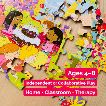 Upbounders® 48 Piece Jumbo Floor Puzzle for Kids | Barbershop Beginner Puzzle | Pretend Play & Learning Toy for Boys Girls Ages 4 5 6 | Black Brown Boy at The Barber (Multicultural)
