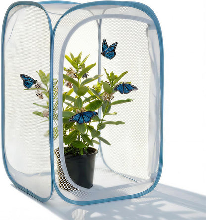 Insect & Butterfly Habitat Cage, Portable Pop-Up Terrarium with Mesh Sides, Bug Catching & Observation Enclosure for Caterpillars, Small Insects, Outdoor & Classroom Use, 23.6 Inches Tall