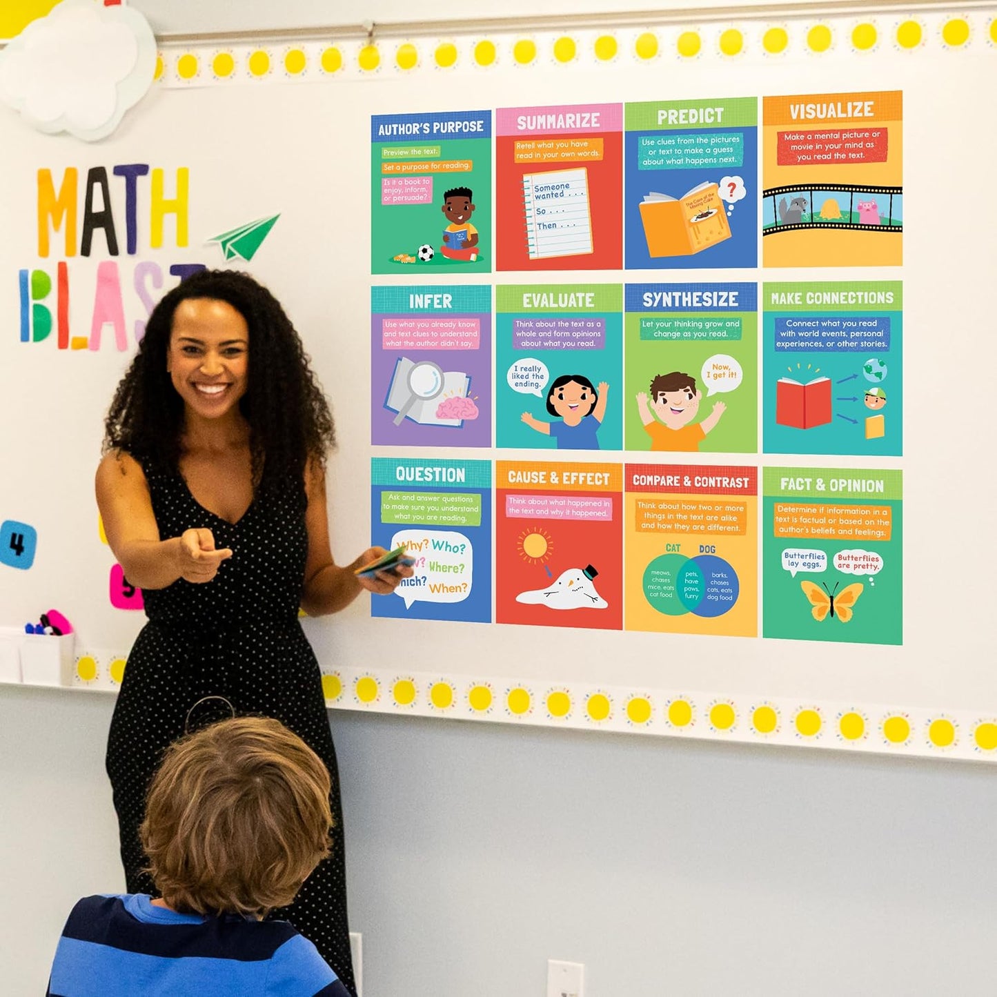 Carson Dellosa 14-Piece Mathematics Strategy Posters, 8.5" x 11" Wall Art Ten Frame, Counting, Number Line, Math Manipulatives, Facts, and More Strategies, Classroom Decor and Teacher Supplies