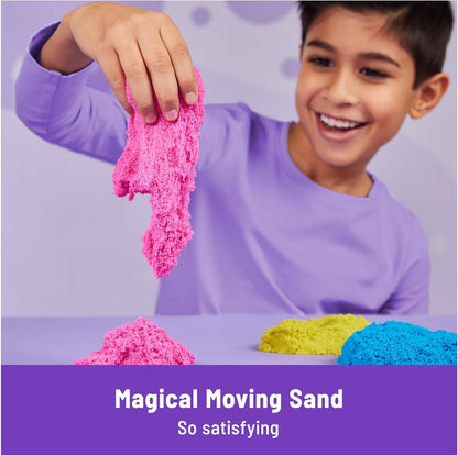 Kinetic Sand, Squish N’ Create Playset with 13.5oz Blue, Yellow & Pink Play Sand, 5 Tools, Sensory Toys for Kids Ages 3 and up