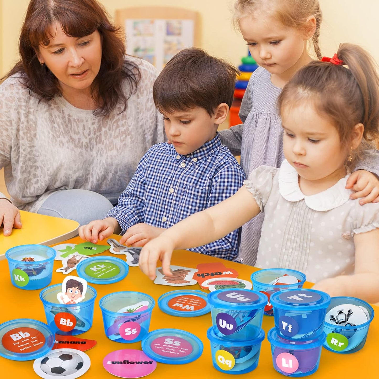 Joyreal 271 PCS Alphabet Learning Toys for Toddlers 3-5, ABC Phonics Games with 26 Sorting Tubs & Flash Cards, Montessori Preschool Classroom Must Haves, Letter Sounds Recognition Activities