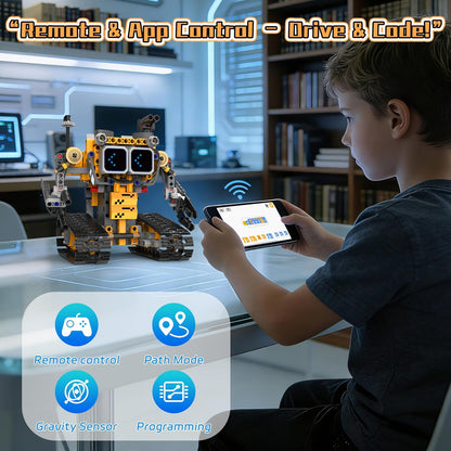 5-in-1 Smart Robot Building Kit for Kids 6-12, Build & Code Your Own Robot World, STEM Coding Robot Toy with App & Remote Control, Hands-on Robotics Set, Educational STEM Gift (348 PCS)
