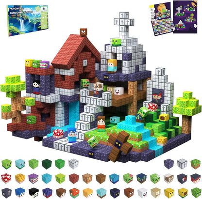 Magnetic Blocks Toys for Kids, 100 PCS Building Blocks Cubes, Stacking Magnetic Tiles Toys for Kids Toddlers Boys Girls Ages 3 4 5 6 7 8-12 Birthday Gifts Party Supplies (Underworld)
