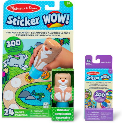Melissa & Doug Sticker Wow!™ 24-Page Activity Pad and Sticker Stamper, 300 Stickers, Arts and Crafts Fidget Toy Collectible Character – Dog - for Kids Ages 3+ - FSC Certified