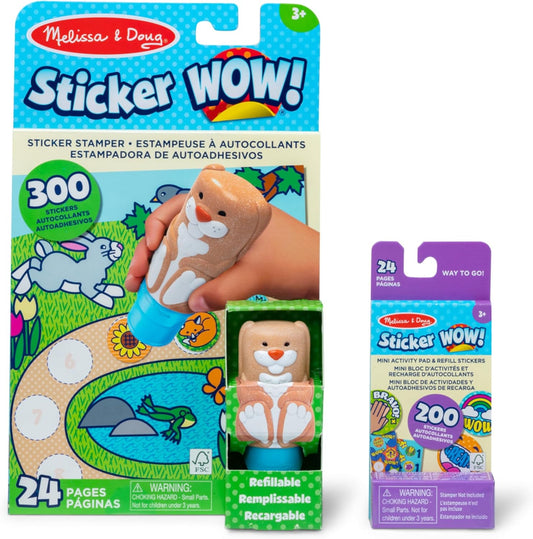 Melissa & Doug Sticker Wow!™ 24-Page Activity Pad and Sticker Stamper, 300 Stickers, Arts and Crafts Fidget Toy Collectible Character – Dog - for Kids Ages 3+ - FSC Certified