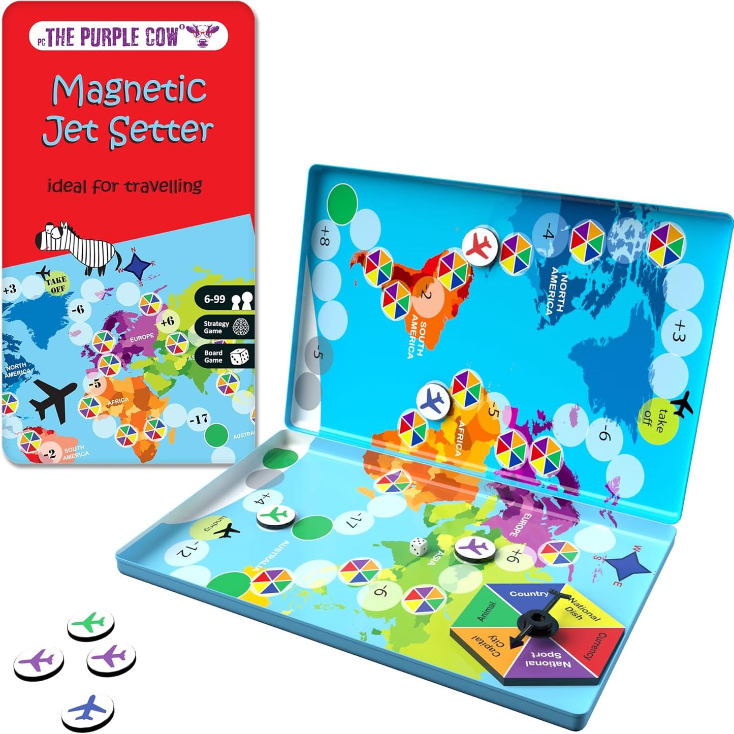 The Purple Cow Magnetic Game Box for kids and adults, Jet Setter