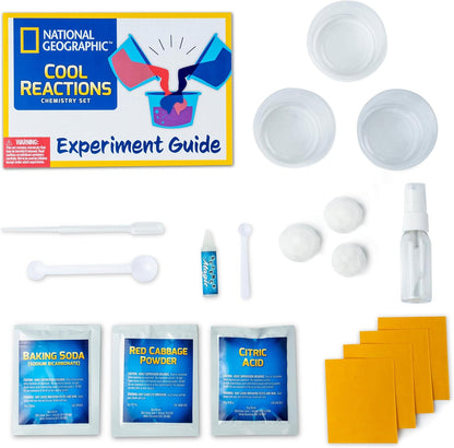 National Geographic Chemistry Set - Cool Reactions Educational Science Kits for Kids Age 8+ with 5 Awesome Experiments | Fascinating Kids STEM Toys Chemistry Gifts for 8+ Year Old Boys and Girls