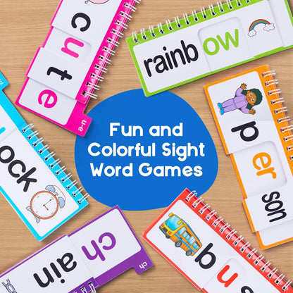 Word Family Build Book Phonics Flash Cards, 30 Read and Rhyme Flip Books, Sight Words Flash Cards Kindergarten, Learn to Read Flip Books for Kids Homeschool Preschool Classroom Must Haves
