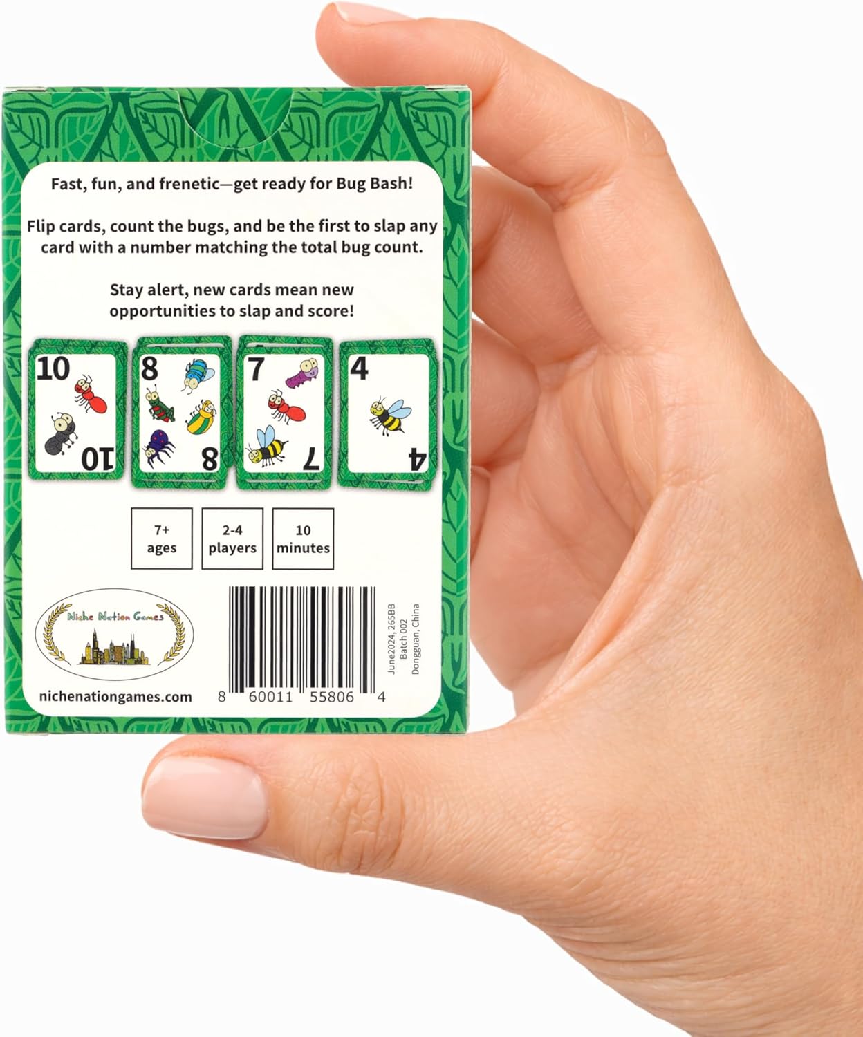 Niche Nation Games Bug Bash Card Game- Award-Winning Kids Brain Game for Ages 7-12 - Quick-Counting Bug-Slapping Game Fast, Fun, and Frenetic - Smart Card Game for Kids 7-12 and 2-4 Players