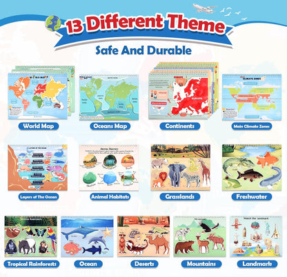 Toys for 3-8, Geography Busy Book Sensory Toys for Boys 3-6 Educational Toy for Kids Boy 4-9 Preschool Learning Activities Homeschool Birthday Gift for Girls and Boys Ages 5-7