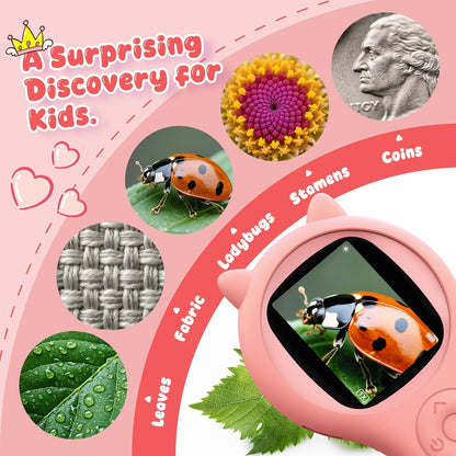 Microscope for Kids - Electronic Handheld Magnifying Glass for Children-STEM Outdoor Science Kit for Summer Travel & Camping Toy,Birthday Gifts Toys for 5-8 9-12 Year Old Girls（Purple）