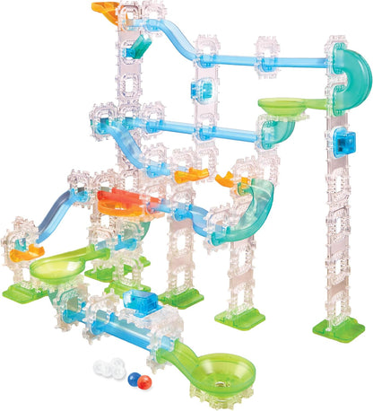Discovery Marble Run Race Track – 92-Piece Light-Up Marble Maze Construction Set| LED Marbles| STEM Learning Activity| Sensory Toy Building Kit| Educational Physics & Engineering Toy for Kids Ages 6+