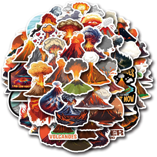 54 Pcs Volcano Stickers Pack for Kids Teens Adults, Volcanic Eruption Vinyl Waterproof Stickers and Decals for Water Bottles Skateboard Car Bike Phone Case Laptop, Volcano Birthday Party Favors