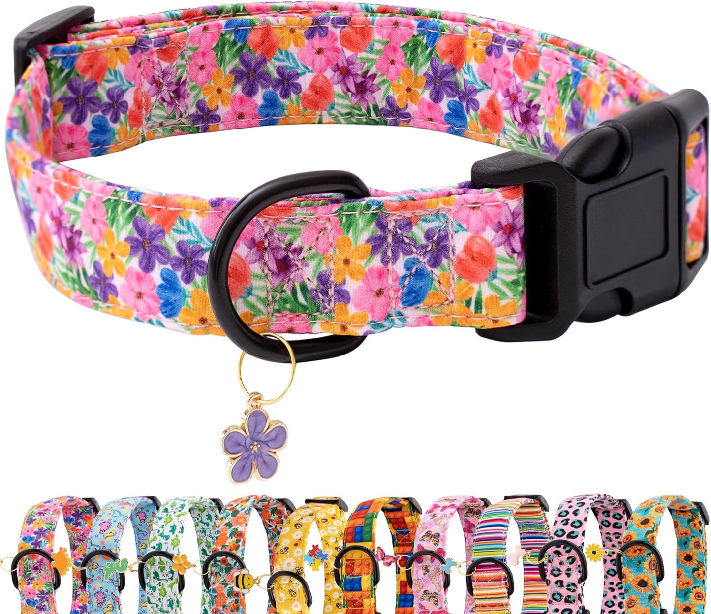 Faygarsle Dog Collar for Small Medium Large Dogs Colorful Puppy Collars for Female Dogs Toy Building Blocks Patterned Pet Collars for Summer Spring Wedding Puppy Girl Dog Collar M