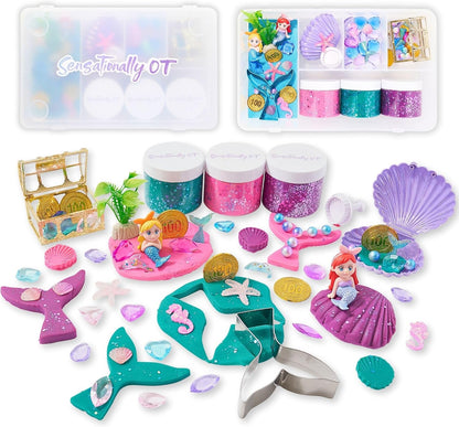 Unicorn Sensory Dough Kit (3 Jars) Non-Toxic Dough with Unicorn Cutters, Charms, Rainbow, Pom Poms, Diamonds, Gems, and Stackable Storage - Perfect for Creative Play and Gift for Kids