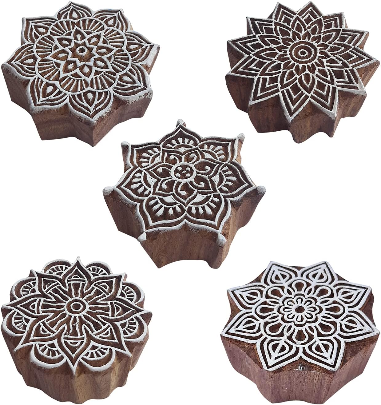 Royal Kraft Assorted Wooden Block Printing Stamps (Set of 10) Bulk01_10