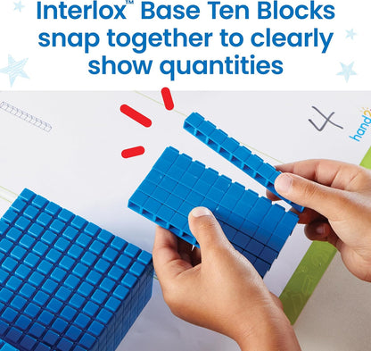 hand2mind Foam Base Ten Blocks Activity Set, Place Value Manipulatives, Base 10 Blocks for Math, Counting Cubes, Math Manipulatives 1st Grade, Small Group Classroom Must Haves (133 Pieces)