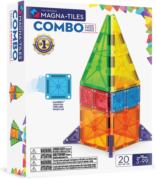 Magna-Tiles Combo 62-Piece Magnetic Construction Set, The Original Magnetic Building Brand