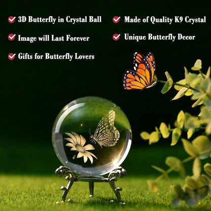 IFOLAINA 3D Solar System Crystal Ball 60mm Laser Engraved Glass Sphere Home Decor with Stand Solar System Planet Model Decor Space Universe Gifts for Astronomy Lovers