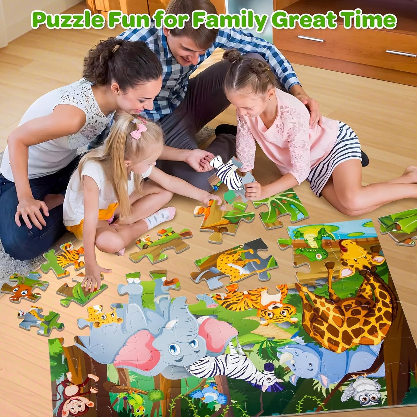 Jumbo Floor Puzzle for Kids Ages 4-6, 48 Piece Large Engineering Vehicles Jigsaw Puzzle, Extra-Thick Cardboard Preschool Learning Toys for Toddlers 3-5, Educational Gift for Boys Girls 3 4 5 6 7 8