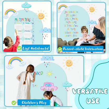 8 PCS Magnetic Wall Decals for Kids Magnetic Chalkboard Peel and Stick Magnet Sheets Board Sticker Tangram Puzzle Self Adhesive Contact Paper Dry Erase Blackboard for Playroom Homeschool 15.7"x10.4"