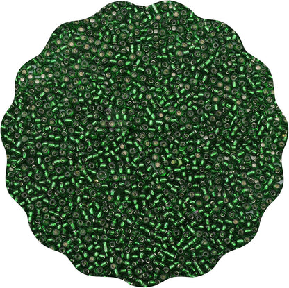 10100 Pcs Size 11/0 Glass Seed Beads, 2 mm Dark Green Small Mini Spacer Loose Pony Beads for Jewelry Making and DIY Crafts - Colors A