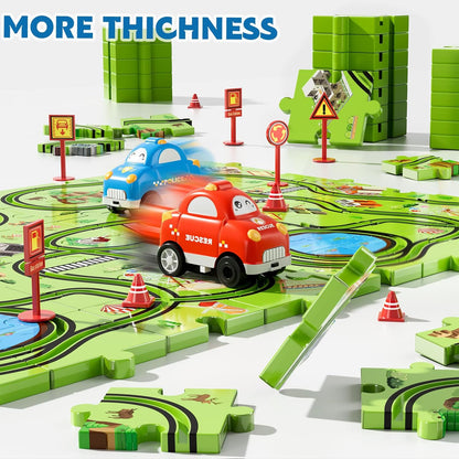 Beby Buty 64PCS Puzzle Track Car Set Toys for Kids Boys, Toddler Toys Gifts for 3 4 5 Year Old, Floor Puzzle Tracks Car for Boys Ages 3-5 4-6, for 3 4 5 6 Year Old