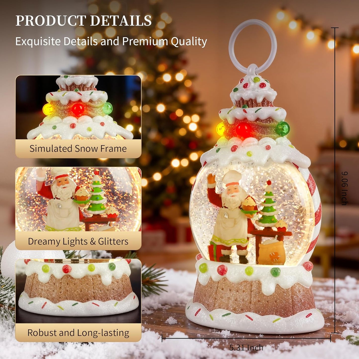 Musical Snow Globe,Lighted Snowman Snow Globes, LED Lights and Swirling Glitter, Christmas Snow Globes Music Box, Decoration for Adults and Kids.