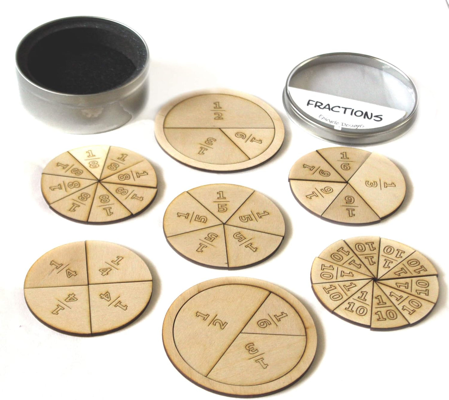Fractions Learning Aid, Wooden Mathematics Manipulatives