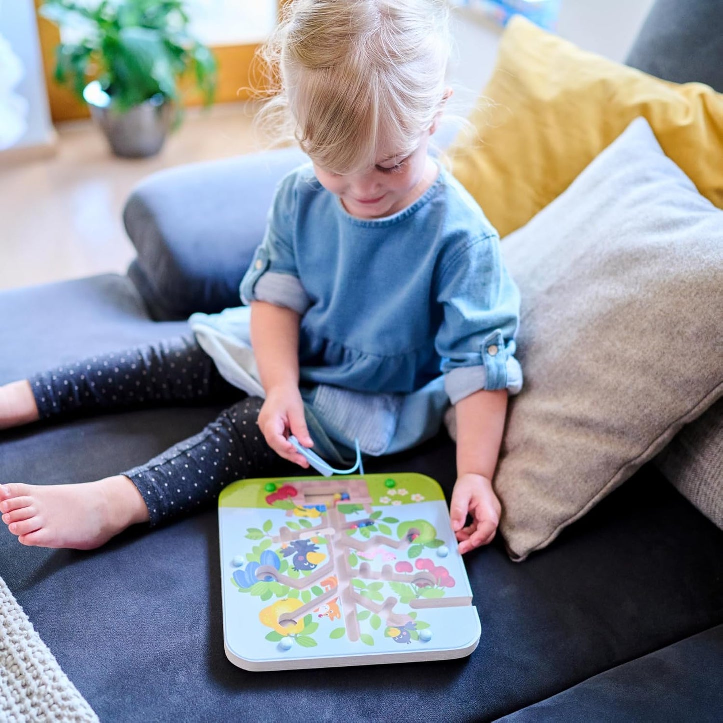 HABA Busy Board for Toddlers 2-4: Orchard Magnetic Maze Puzzle Game, Toddler Travel Toys & Montessori Toys