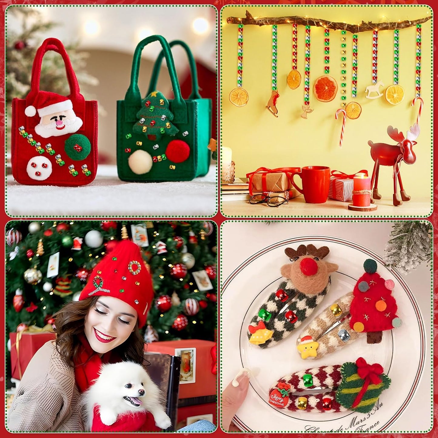 UPINS 1200Pcs Christmas Pony Beads Friendship Plastic Small Hair Beads Red Green White Pony Beads for Necklace Supplies (Christmas)