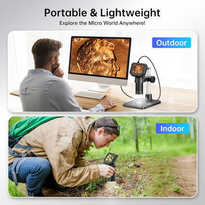 4.3" Coin Microscope for Error Coins (Detail View Only), 1000X Digital LCD Magnifier with Anti-Glare Side Lights, 1080P USB PC View (Win/Mac), Rechargeable Scope for Numismatic Grading