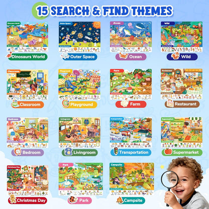 JoyCat Search and Find Activity Books, Animal Preschool Learning Activities for Toddlers & Kids, Travel Toys for Road Trip Car and Airplane, Busy Toy, Educational Game Gifts for Boys Girls Ages 3-5