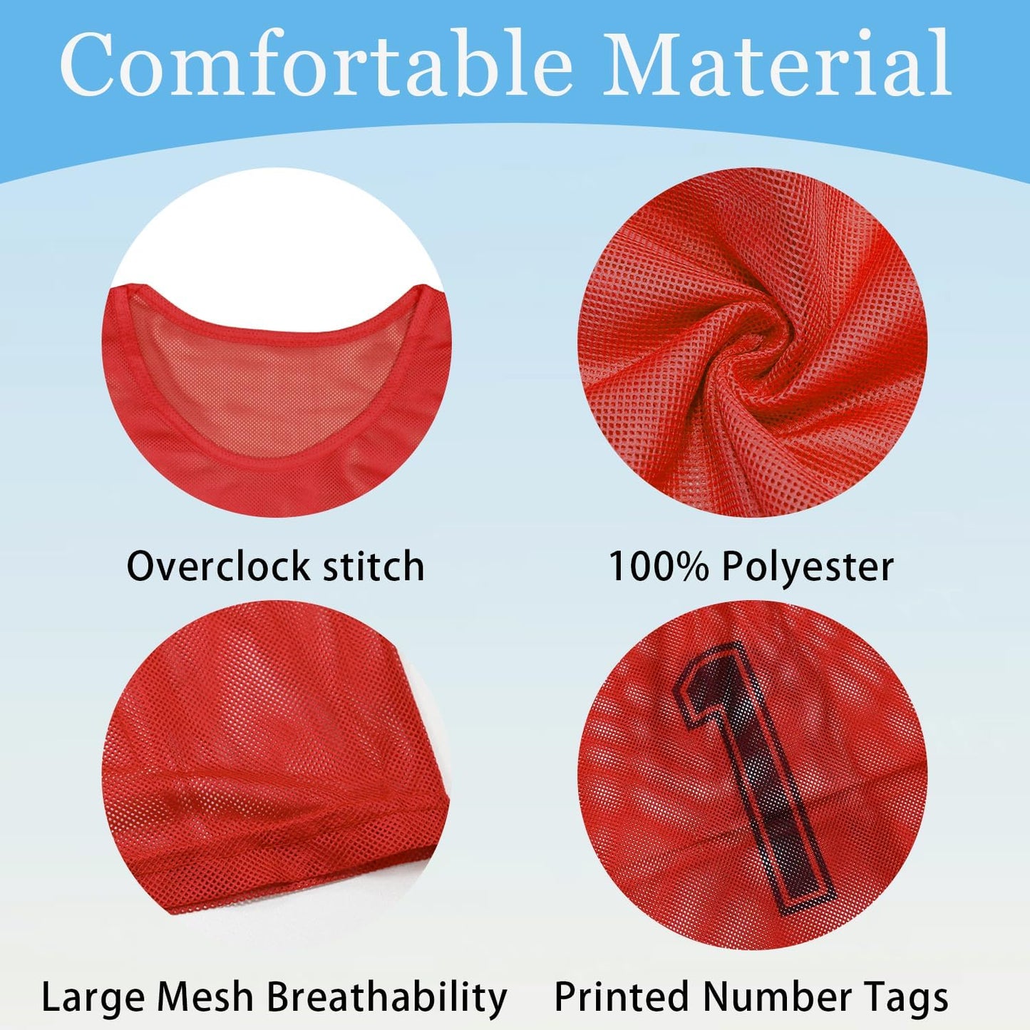 6 Pcs Pinnies Team Practice Vests with Numbers for Child Youth Teen Adult,Ideal for Soccer, Football,Basketball