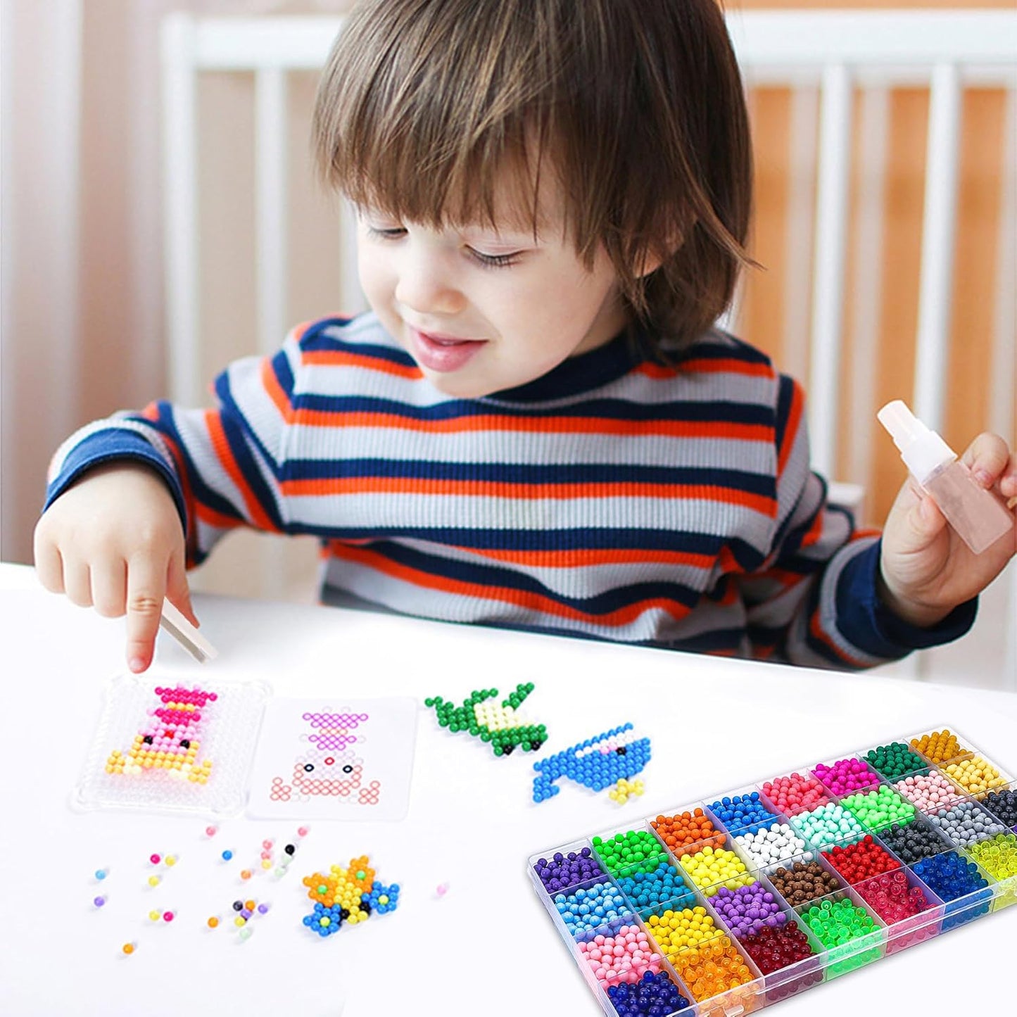 Liangding Fuse Beads Kit for Girls Ages 6+ – 4400 Pcs 5mm Beads in 32 Colors with Spray Bottle, Puzzle Guide, Clamps & Chains | Creative DIY Arts & Crafts Gift